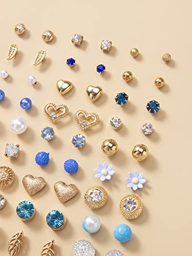 Image of Shining Diva Fashion 30 Pairs Combo Set Stylish Crystal Pearl Earrings for Women and Girls