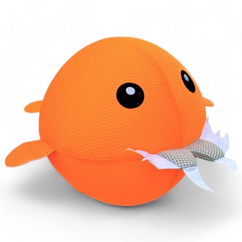 MIJOMA Fröhlicher Wasserball Fisch, Stoffbezug, Springball Ø23cm, Robuster Polyester, Langlebiges Wasserspielzeug für Spiele an Land & Wasser, Familienfreundlich (Orange-Orange)