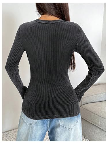 SOLY HUX Women's Long Sleeve Henley T Shirts Ribbed Knit Slim Fit Tee Casual Tops2