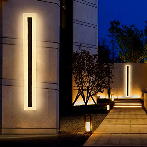 LED Decoración de Pared Iluminación Lámpara de Pared Exterior 3000K Blanco Cálido Tira Larga Negro Metal IP65 Impermeable Apliques de Pared Veranda Luces Alimentadas por Red 100 cm Decoración de