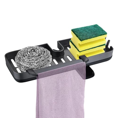 doyandader Organizador de grifo de cocina | Caño giratorio de drenaje rápido – Fregadero de cocina Organizador de grifo Bandeja de drenaje | para el hogar Jabón Cepillos Toalla Ama de Casa Vecinos