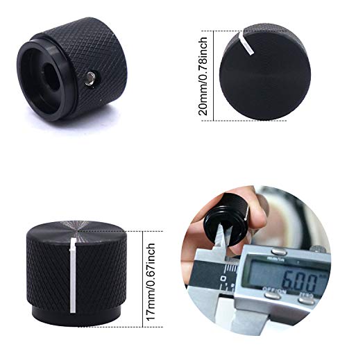 Taiss 2Pcs Guitar Knob,Black Aluminum Rotary Electronic Control Potentiometer Knob,Volume Control Knob,Audio Knob,Electric Guitar Knob,Switch Knob,20Mm Dia. X 17Mm Height For 6 Mm Diameter Shaft #TOP1