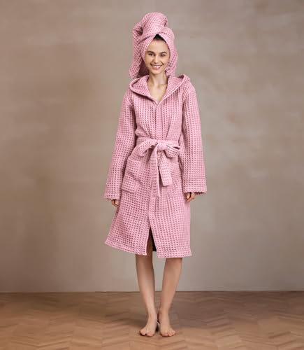 Image of Luxury Organic Japanese Cotton Hotel & Spa Waffle Bathrobe for Men and Women (Hooded /Kimono)
