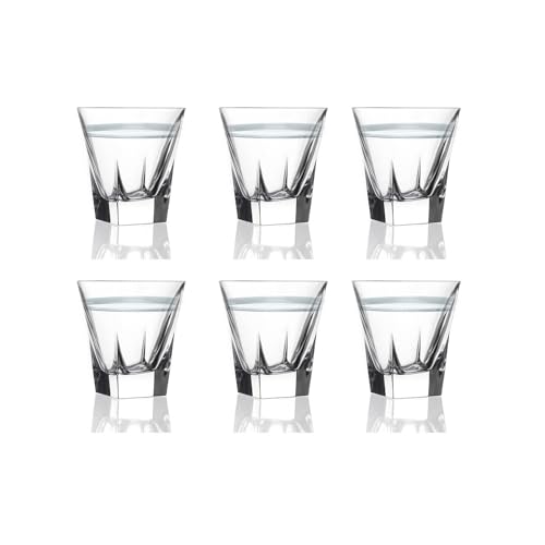 Set 6 Bicchieri da 27cl in Vetro Ideali per Acqua Whisky Cocktail e Bibite Servizio Versatile 9.3x9.9cm