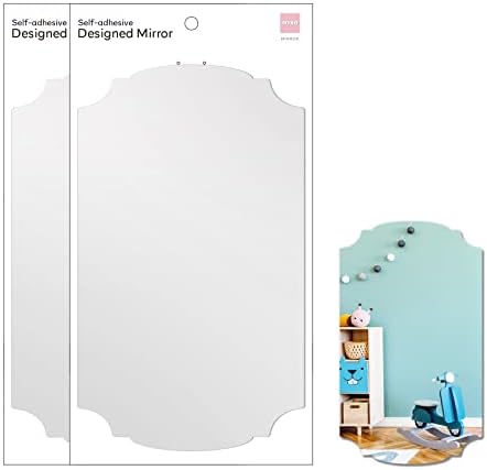 2PCS MYRO Self-Adhesive Designed Mirror 7" x 12“ Shatterproof Locker Mirror Shower Bathroom Mirror with Strong Adhesive Tapes, Ideal for School Classroom Playroom Office Camping, 3.5OZ, Venetian