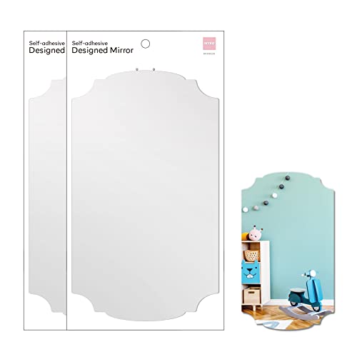 MYRO - 2 espejos autoadhesivos de 7 x 12 pulgadas, inastillables, espejo de ducha y baño con cintas adhesivas fuertes, ideal para escuela, aula, sala de juegos, oficina, camping, 3.5 onzas, veneciano