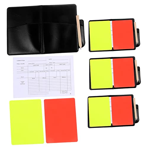 MUSISALY 4sets Soccer Referee Cards Kit Lightweight Standard Referee Cards with Wallet Game Record and Pen for Football Basketball and School Sports Training