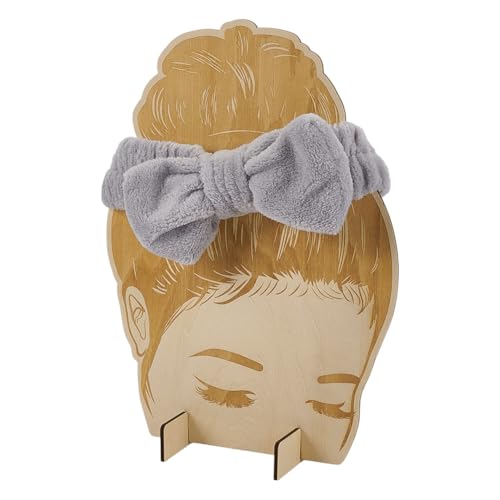 FINGERINSPIRE Wood Headband Display Cards Blanched Almond Hair Tie Holder Ear Warmer Prop Display Card Hair Bands Organizer Head Shaped Wooden Hair Band Display Stands Display Stands for Selling