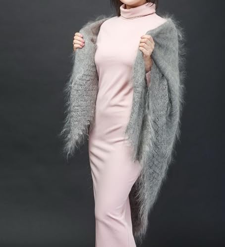 Orenburg Shawl Hand knit shawl, Gray, Russian shawl, Goat down shawl, Woolen wrap4