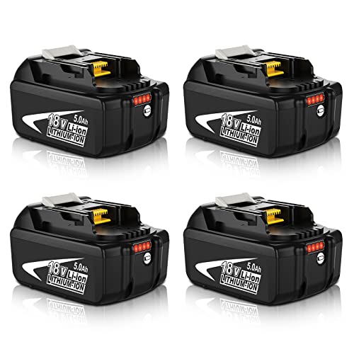 4packs Replacement for 18V Batteries 5.0Ah BL1850 BL1840B BL1860B BL1830B BL1820B BL1860 BL1840 BL1830 BL1820 with Charge Indicator Cordless Power Tools