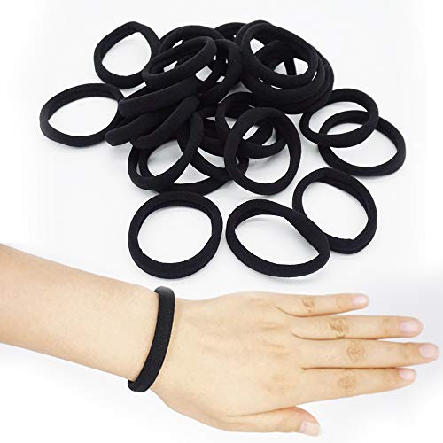 Jinjin Hair Ties Elastic Hair Bands small black for Thick Heavy and Curly Hair for women girls(30 Pcs)