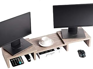 Superjare Monitor Stand Riser, Adjustable Screen Stand for Laptop Computer/TV/PC, Multifunctional Desktop Organizer