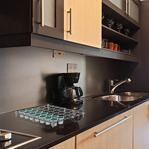 Moonoom Flat Countertop Acrylic Coffee Pod Holder,Coffee Pod Organizer For K-Cup, Coffee Pods Tray Drawer Insert For Office,Home Or Kitchen (24 Holes) #TOP1