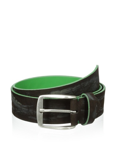 Men's Two Tone Crocodile Pattern Belt, Green/Brown, 90 IT/36 US
