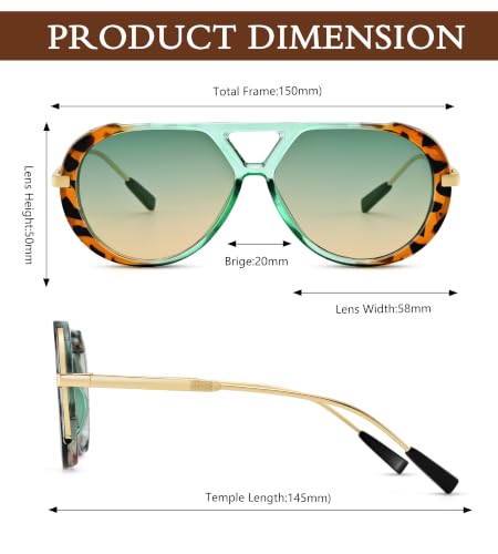 RAYSOL Retro Oversized Aviator Sunglasses for Women, Trendy Double Bridge - Image 5