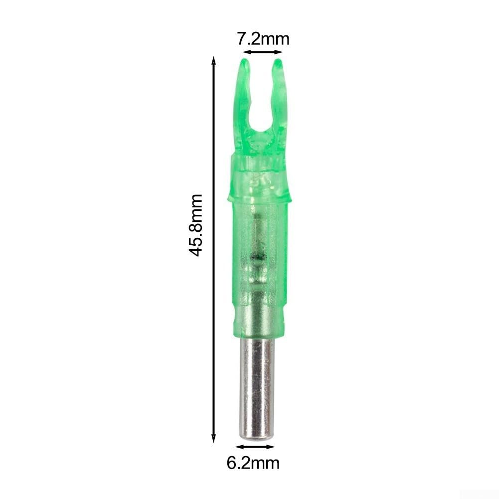 Lot de 6 encoches lumineuses à LED pour tiges en aluminium carbone de 6,2 mm, pour la chasse nocturne et la pratique de la cible (vert)