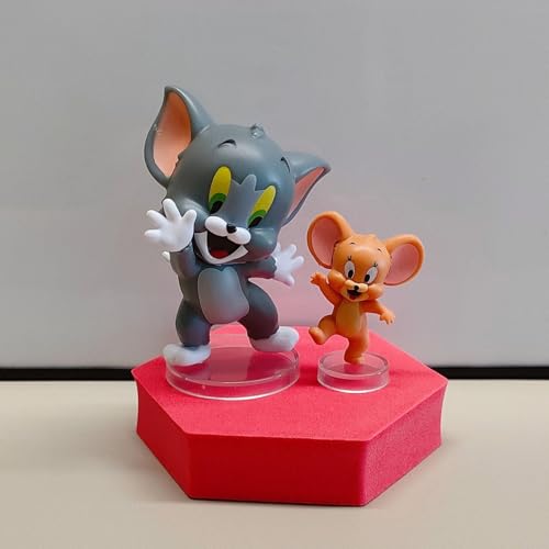 Image of Gifts - Tom & Jerry - Set of 6 Figures - Action Figure | Best Animated Most Loved Cartoon | 6.5cm | Cat & Mouse Partners | Cake Toppers | Room Garden | Red Base not Included