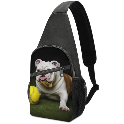 Mochila tipo bandolera con Bulldog y pelota amarilla miniatura 1