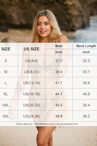 Image of Ekouaer Beach Swimsuit Cover Up Women Crochet Bikini Coverups Summer Pool Swimwear Tassel Dress