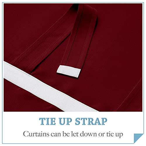 RYB HOME Blackout Door Curtain - Privacy Thermal Insulated Front/Tricia/Patio French Door Window Curtains Sidelight Curtain Tie up Shade, W34 x L40 inch, 1 Panel, Red