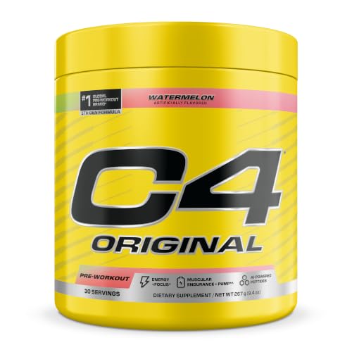Image of C4 Original Pre Workout Powder Sugar Free for Men & Women 200mg Caffeine + CarnoSyn Beta-Alanine + Creatine + AI Peptides - Watermelon, 30 Servings