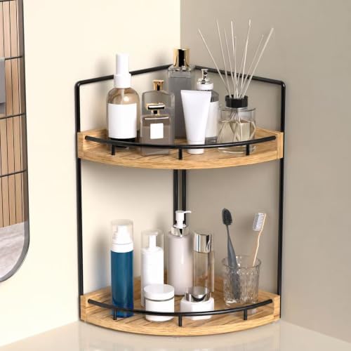 Image of Dorhors Corner Bathroom Counter Organizer,Vanity Countertop Storage Shelf