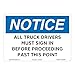 Notice/All Drivers Must Sign in Sign (OS1264NH-)|Plastic 10" X 14" Corner Mounting Holes|OSHA Signs|Sign for Business, Retail, Workplace, Restaurant, Medical Facility