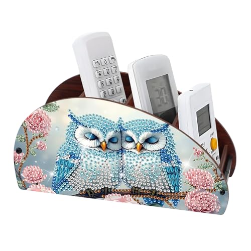 Image of Diamond Art Painting Organizer Box, DIY Owls and Flowers Design Special Shape Diamond Partial Mosaic Handmade Making Kit Organizer Box, Modern Home Dining Living Room Table Top Decor Art Decoration