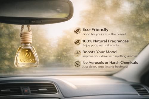 Image of VAARO Hanging Car Perfume Pods - Crafted to Linger (EXOTICA)| Air Freshner Diffuser with wooden Cap |10ml| Natural Luxury Oils| Long Lasting Perfume Pod| Fruity Fragrance For Car Interior|Car Perfume