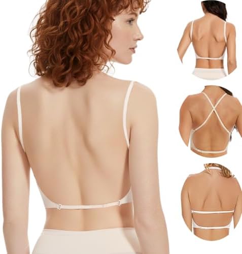Low Back Bra, Deep V Seamless Backless Bra, Push Up Bralette - Wi...
