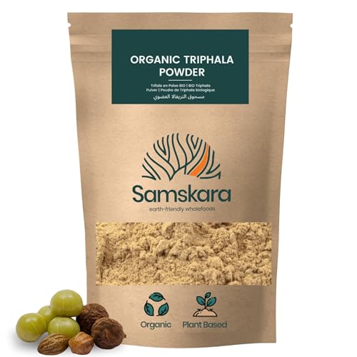 Triphala en Polvo BIO 100% Puro | Mezcla Ayurvédica de Amla, Haritaki y Bibhitaki | Triphala Himalaya | Apoyo Digestivo Natural | Ideal con Agua Tibia | Samskara Ayurveda (100g x 1 Pack)