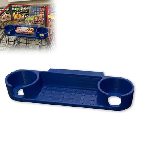 Shopping Cart Hot Dog Tray with Cup Holder | Compatible with Costco Shopping Cart | Hands-Free Caddy | No Spill Design for Drinks & Hot Dog | Easy Install (Blue)