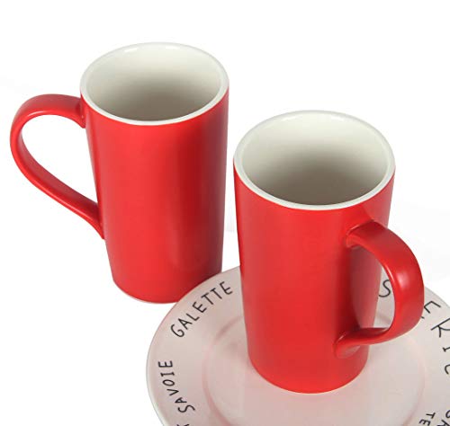 Smilatte 20 Oz Large Coffee Mugs, M007 Plain Blank Tall Ceramic Cup With Handle For Dad Men, Set Of 4, Red #TOP4