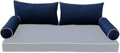 DBM IMPORTS Cover ONLY Style2 Outdoor Bolster Back Pillow Slipcover Contrast Trim Crib-AD101