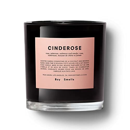Cinderose Boy Smells Candle | 50 Hour Long Burn | Coconut & Beeswax Blend | Luxury Scented Candles for Home (8.5 oz)