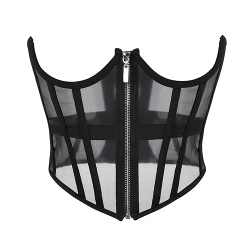 GUOFHUIO Waist Trainer Corset Black Transparent Mesh Corset(M)
