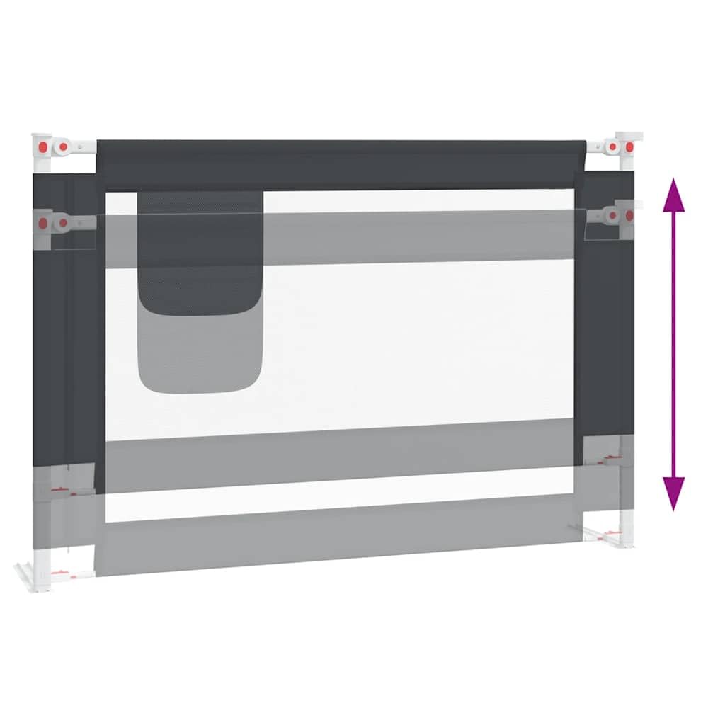 Barrera de protección para niños pequeños, gris oscuro, 100 x 25 cm, tela con ajuste de altura, plegable, para cuna, cama de bebé, cama de padres, seguridad y protección contra caídas al