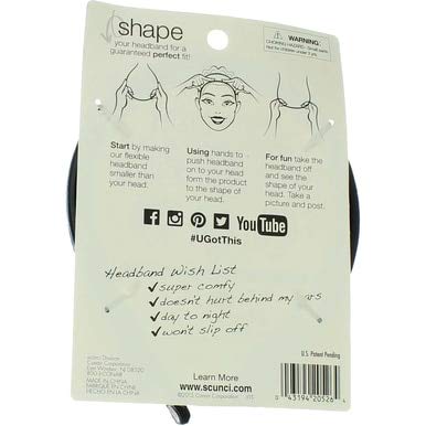 Scunci The Most Comfortable Headband Ever, Flexible No-Slip Grip, 2-Pcs Per Pack In Assorted Colors (1-Pack) #TOP6