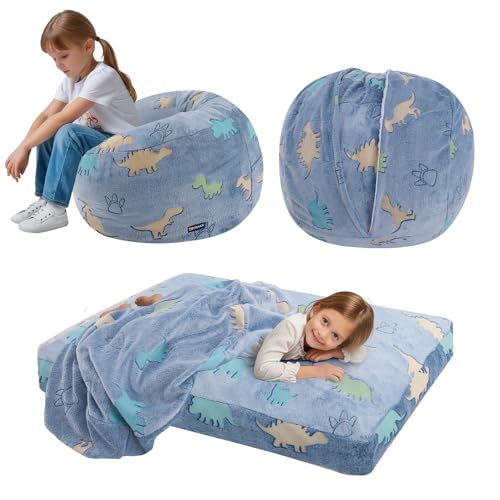 COMAX Kids Bean Bag Chair turns into bed, 2-in-1 toddler lounger