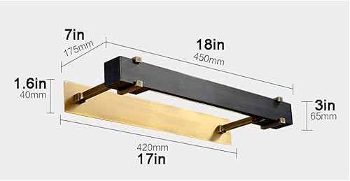 Miniatura 2 de Lámpara - Lámpara retro para tocador de baño, 2 luces, aplique de pared de latón negro y antiguo, accesorios de iluminación industriales para