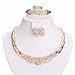 Moochi 18K Gold Plated Crystal Embedded Hollow Chain Necklace Earrings Ring Bracelet Jewelry Set