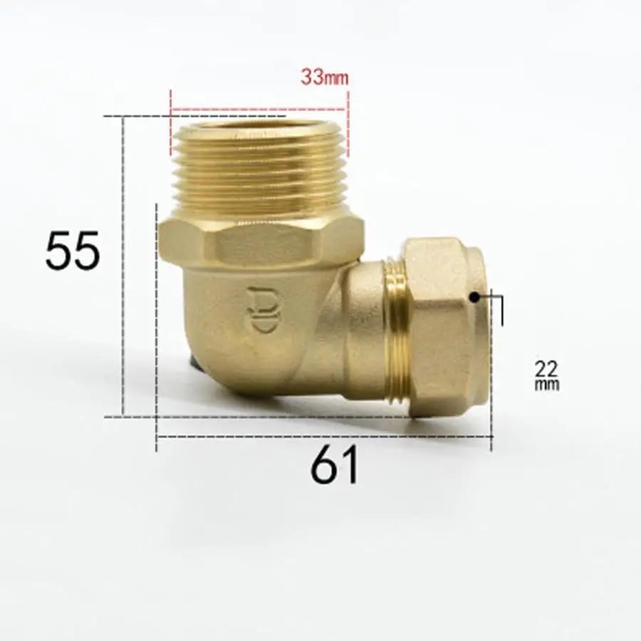 Fit Copper Tube OD 22mm x 1" BSPP Male Brass Compression Union Elbow 90 Degree Fitting Connector Water Gas Oil