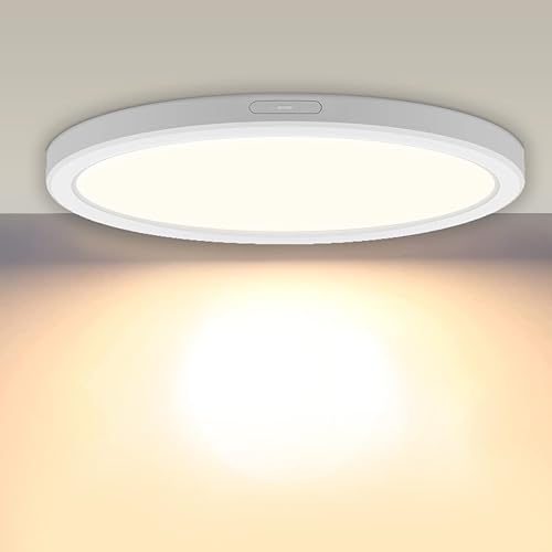 Lámparas de techo LED delgadas regulables con clasificación de humedad, 24 W 3000 K, luces de techo redondas blancas cálidas, lámpara de techo de