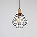 Produktbild Glighone Industrie Pendelleuchte Vintage Landhausstil Hängelampe Retro Hängeleuchte Modern Industrielampe Holz+Eisen Drahtkäfig Cage Deckenleuchte E27 für Wohnzimmer Esszimmer Schlafzimmer Esstisch