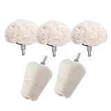 Carkio 5Pcs White Flannelette Polishing Wheel Cone/Mushroom/Cone-Shaped Wheel Grinding Head with 1/4