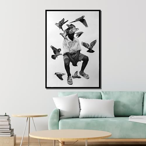 Toile oiseaux et garçon pour créer un espace de méditation et décoration murale chambre