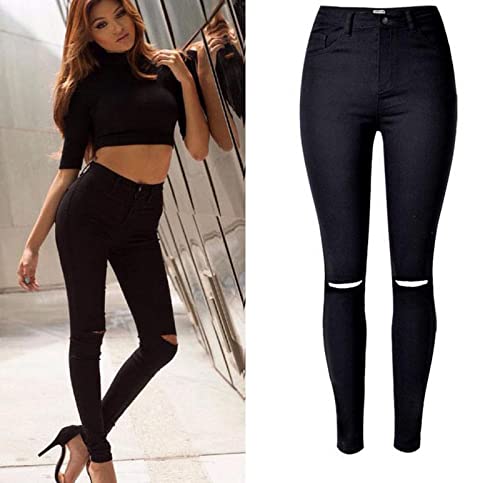 Women's Statement High Waist Stretch Ripped Jeans Slim Leggings3