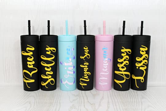 Miniatura 4 de Personalized Skinny Tumbler with Lid and Straw - Monogrammed Tumbler - Custom Tumbler - 16 oz Tumbler - Skinny Tumbler with Straw (Light Pink)