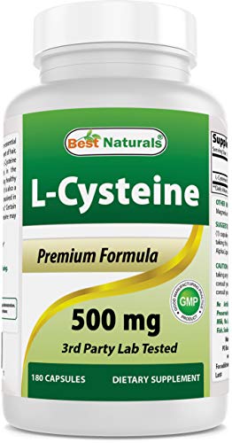 Best Naturals L-Cysteine 500 mg 180 Capsules (New Improved Formula)