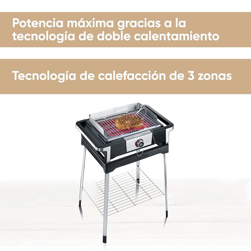 Miniatura 2 de Severin Barbacoa Senoa Digitalboost S Con Parrilla De Acero Inoxidable, Parrilla Eléctrica De Pie Con Pantalla Oled Digital, Mini Barbacoa Sin Riesgo De Quemaduras, Negro, Pg 8118